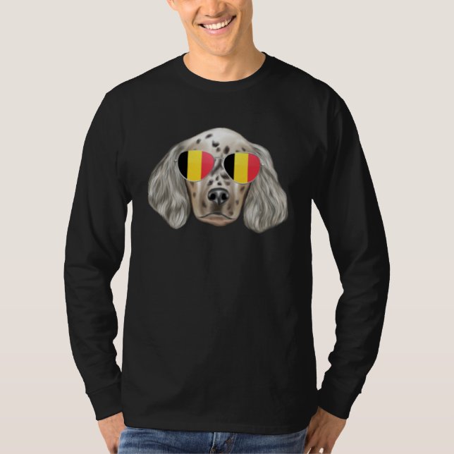 Belgium Flag English Setter Dog Belgium Pocket T-Shirt (Front)