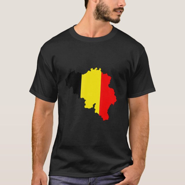 Belgium flag in Belgium outline Belgium T-Shirt (Front)