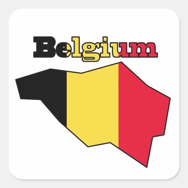 Belgium Flag in Map Square Sticker (Front)