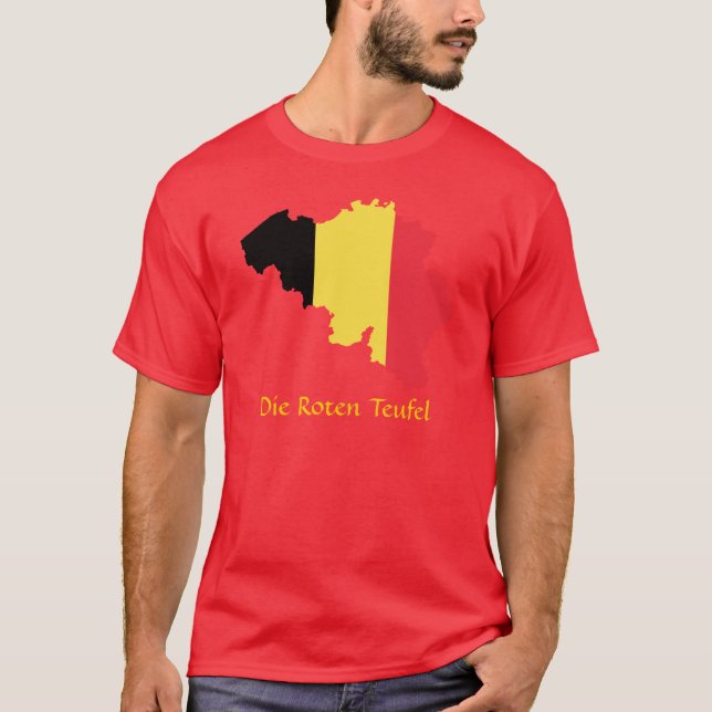 Belgium Flag Map Die Roten Teufel T-Shirt (Front)