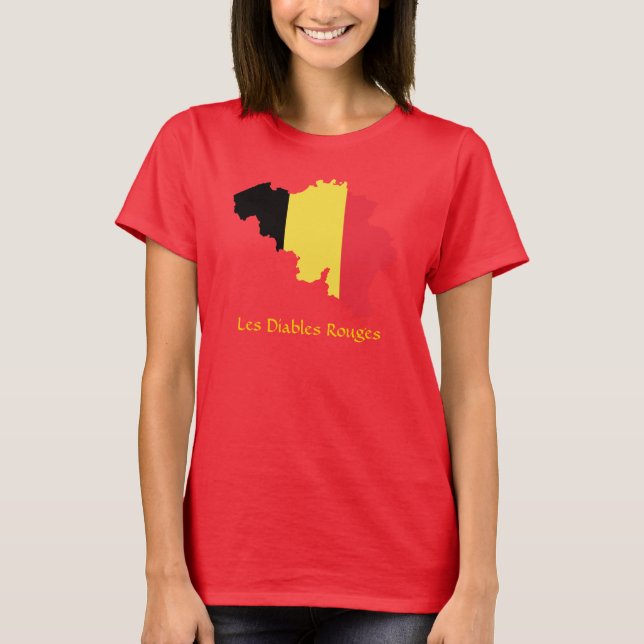 Belgium Flag Map Les Diables Rouges T-Shirt (Front)