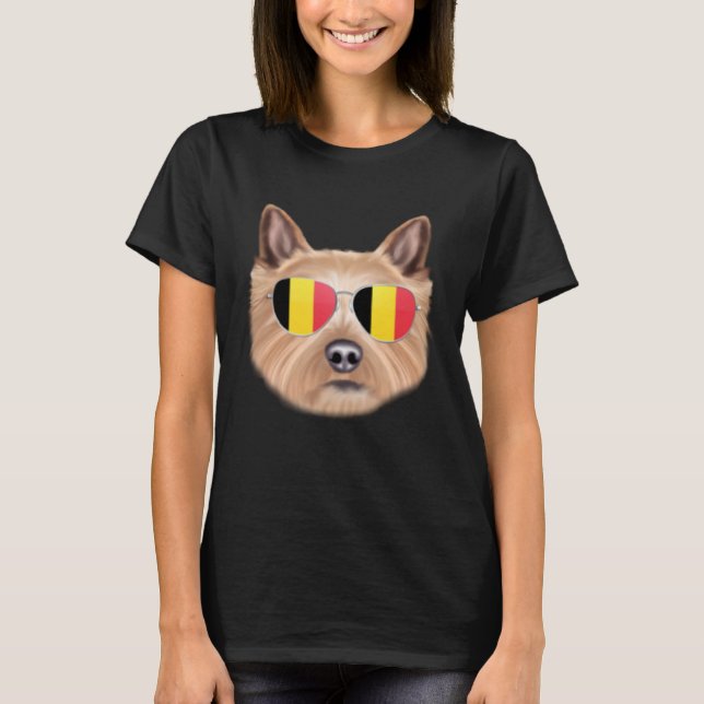 Belgium Flag Norwich Terrier Dog Belgium Pocket T-Shirt (Front)