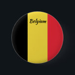 Belgium Flag Round Button<br><div class="desc">Wear this button to an event or to support your favourite team! It's a standard 2 1/4" round button displaying the Belgian flag and bears the country's name as well. It is covered with scratch and UV-resistant Mylar. This Belgium flag button is made in the U.S.A. Wear your new Belgium...</div>