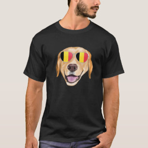 Belgium Flag Yellow Labrador Retriever Dog Belgium T-Shirt