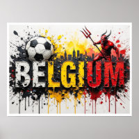 Belgium Football Citiscape Oil Painting Style Art