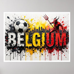 Belgium Football Citiscape Oil Painting Style Art Poster