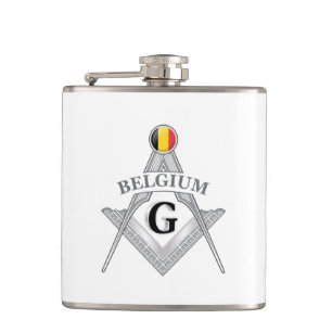 Belgium freemasonry sign hip flask