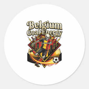 Belgium Goal Energy Skeleton Striker Nations Bold Classic Round Sticker