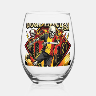 Belgium Goal Energy Skeleton Striker Nations Bold Stemless Wine Glass