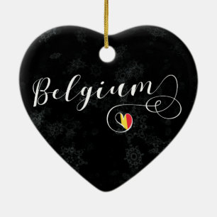 Belgium Heart, Christmas Tree Ornament, Belgian Ceramic Tree Decoration