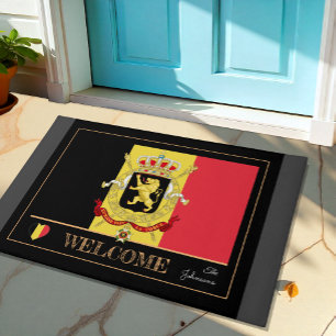 Belgium house mat, Belgian Flag sports / Welcome Doormat