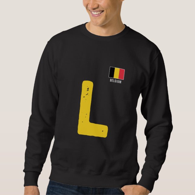 Belgium Human-Flag Letter L Group Matching Belgium Sweatshirt (Front)