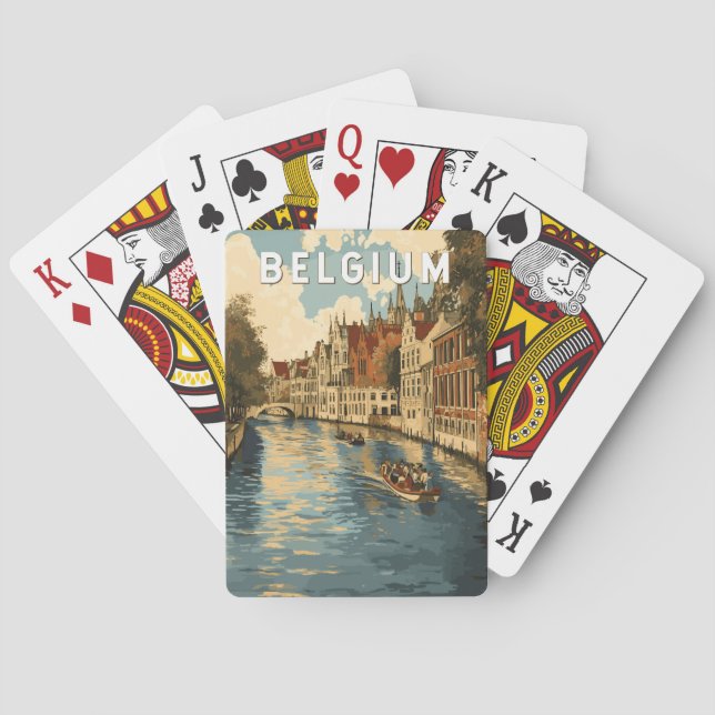 Belgium Illustration Travel Art Vintage Playing Cards (Back)