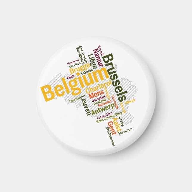 Belgium Map Cities Magnet (Front)