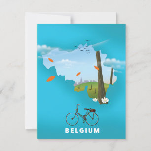Belgium Map travel poster print.