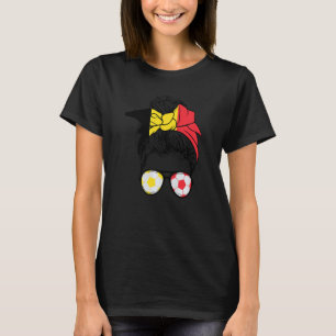Belgium Messy Bun Soccer Flag Belgium Soccer Girl T-Shirt