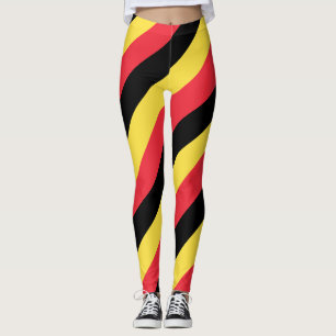 Belgium National Flag Colours Diagonal Striped Leggings