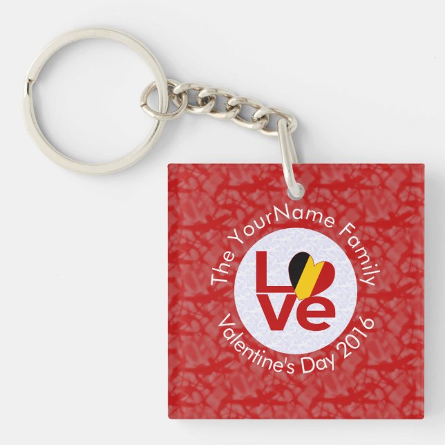 Belgium Red LOVE Flag Personalised  Key Ring (Front)