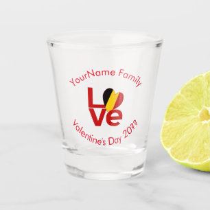 Belgium Red LOVE Flag Personalised Shot Glass