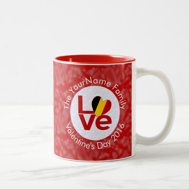 Belgium Red LOVE Flag Personalised  Two-Tone Coffee Mug (Right)