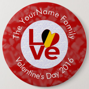 Belgium Red LOVE Flag Personalized  6 Cm Round Badge
