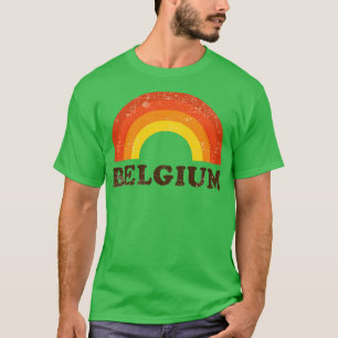 Belgium Retro Vintage Rainbow Vacation Souvenir T-Shirt