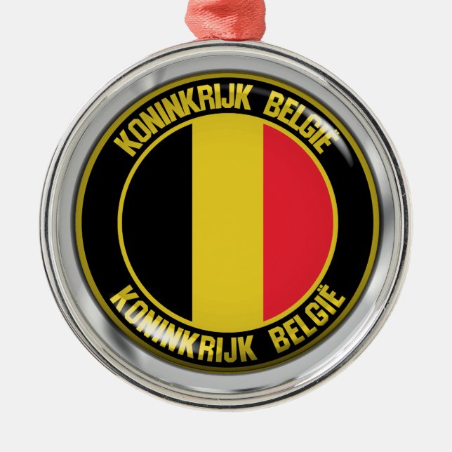 Belgium Round Emblem Metal Tree Decoration (Front)