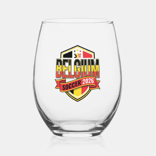 Belgium Soccer 2026 Soccer Bold Country Typography Stemless Wine Glass