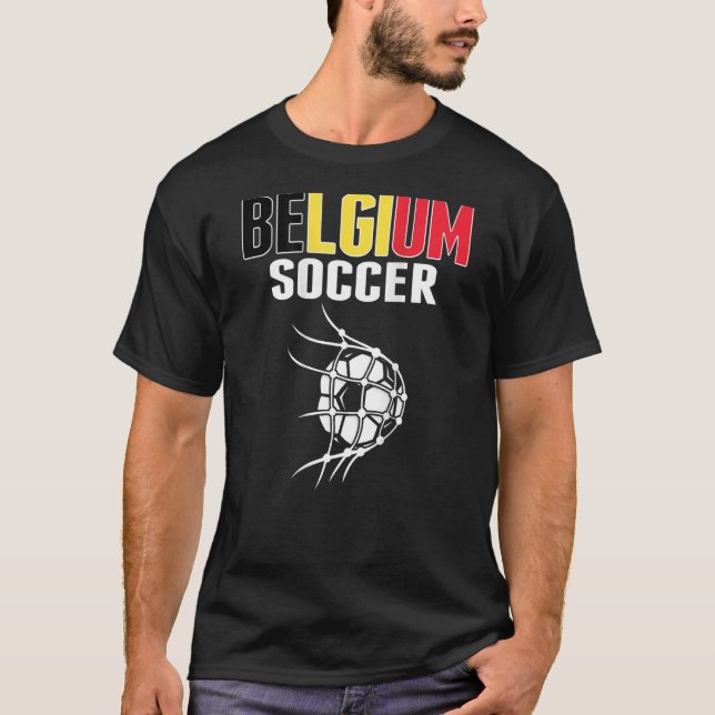 Belgium Soccer Ball In Net   Belgian Football Supp T-Shirt (Front)