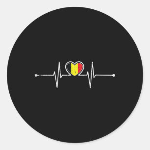 Belgium Soccer Heartbeat Belgie Belgian Footbyll S Classic Round Sticker