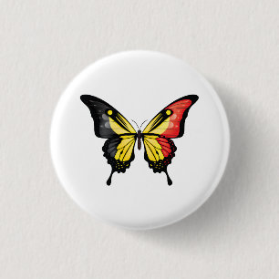 Belgium Swallowtail Butterfly Flag Sticker 3 Cm Round Badge