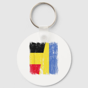 Belgium Ukraine Half Flag Belgian Ukrainian Herita Key Ring
