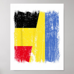 Belgium Ukraine Half Flag Belgian Ukrainian Herita Poster