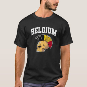 Belgium Ultras Mohawk Skull. National Sport Suppor T-Shirt