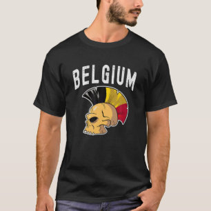 Belgium Ultras Mohawk Skull. National Team Support T-Shirt