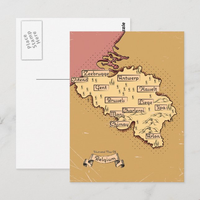 Belgium Vintage travel map Postcard (Front/Back)