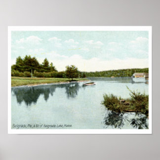 Belgrade Lake, Maine 1910 Vintage Poster