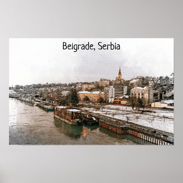 Belgrade Serbia Balkan Panorama View Poster (Front)