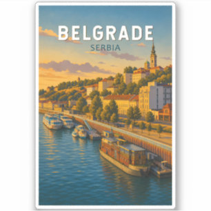 Belgrade Serbia Illustration Travel Art Vintage
