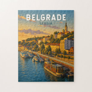 Belgrade Serbia Illustration Travel Art Vintage Jigsaw Puzzle