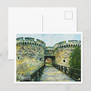 Belgrade Serbia Oil Paint City Landscape Postcard