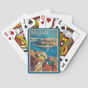 Belgrade Serbia River Illustration Travel Art Playing Cards