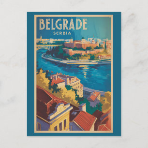 Belgrade Serbia River Illustration Travel Art Postcard