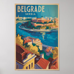 Belgrade Serbia River Illustration Travel Art Poster