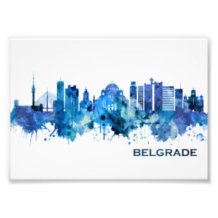Belgrade Serbia Skyline Blue Photo Print