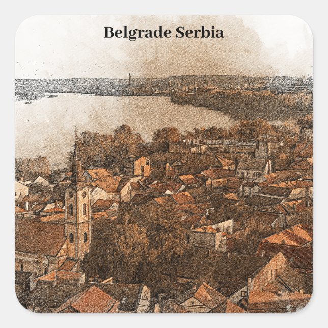 Belgrade Serbia Skyline Panorama View  Square Sticker (Front)