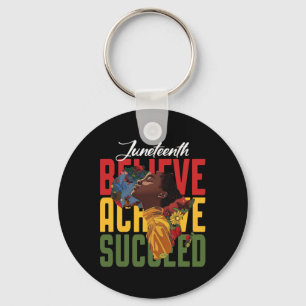 Believe Achieve Succeed African American Strong Ju Key Ring