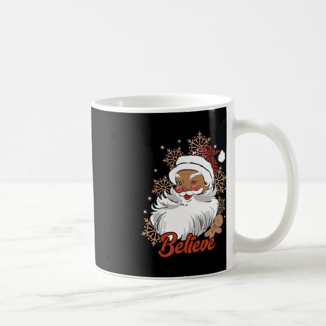 Believe Afro Santa African American Christmas Blac Coffee Mug (Right)