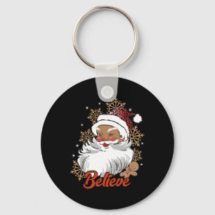 Believe Afro Santa African American Christmas Blac Key Ring