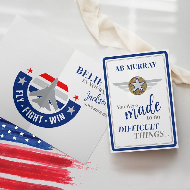 Believe Air Force Basic Training BMT Military  Card (You Were Made To Do Difficult Things, Believe In Yourself, we sure do, fly fight win, Air Force Jet)